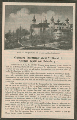 Trauernotiz über den Tod von Erzherzog Franz Ferdinand am 28. Juni 1914